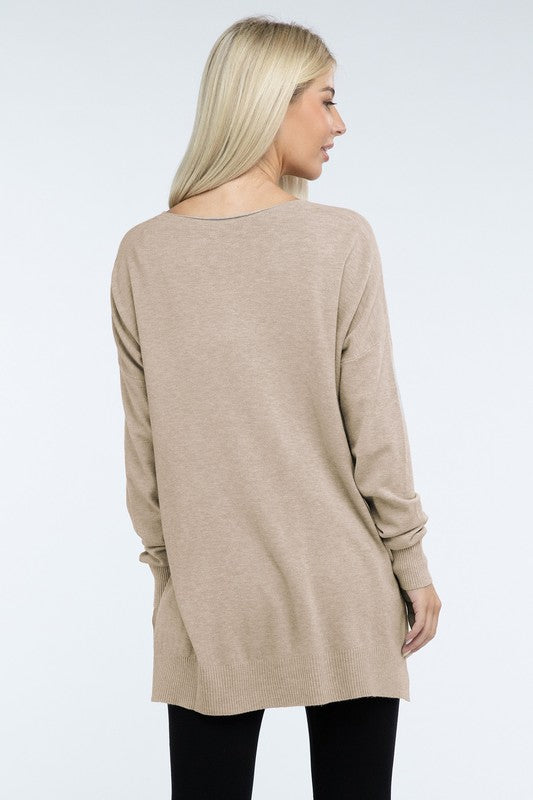 Stacey B's Hi-Low Hem Front Seam Sweater