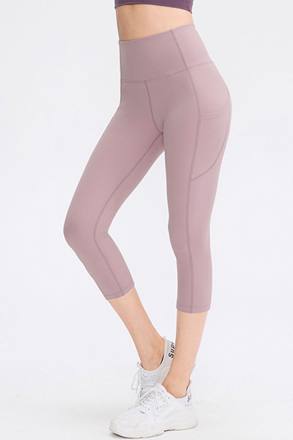 Stacey B's Wide Waistband Cropped Active Leggings with Pockets