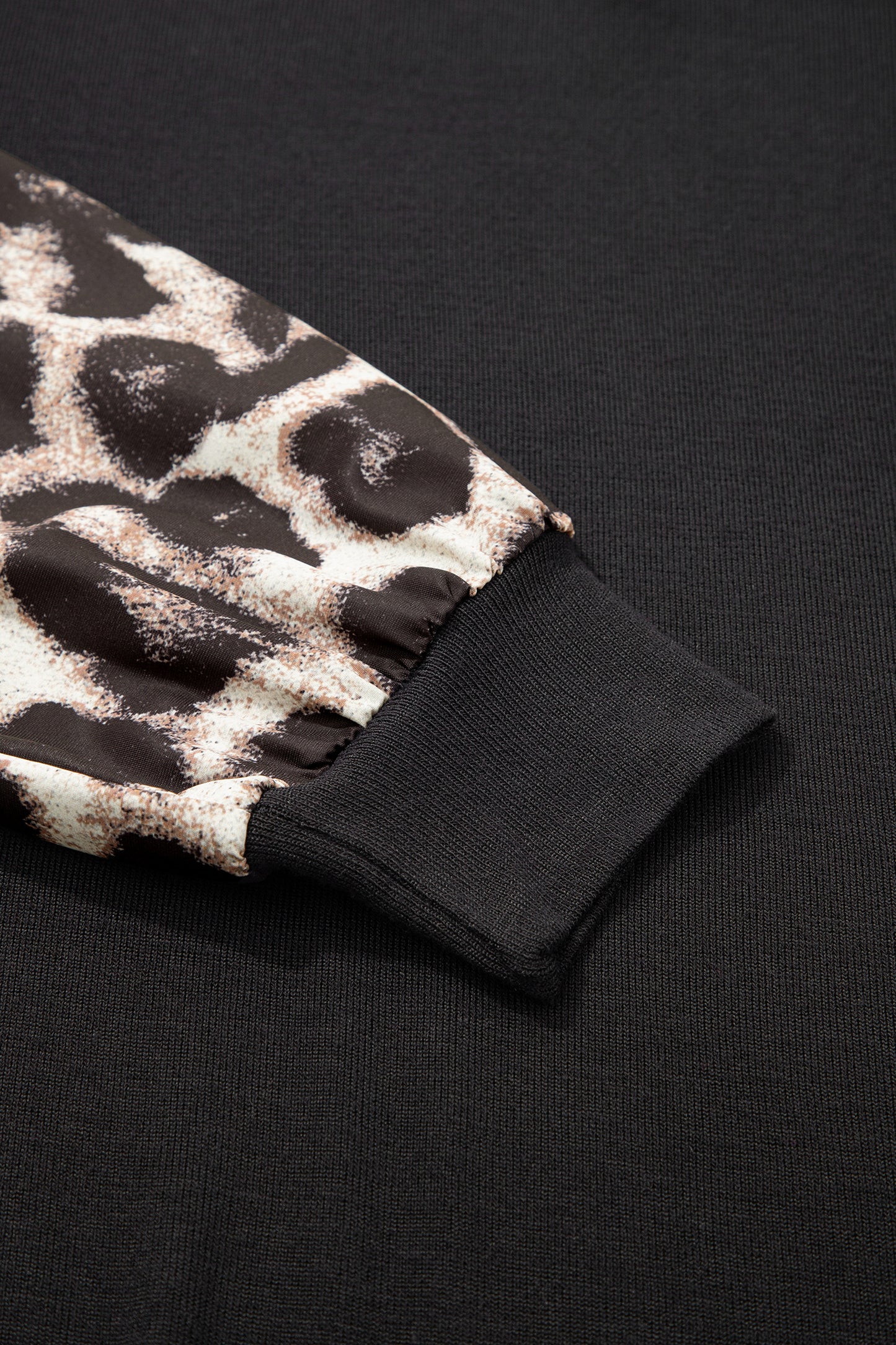 Stacey B's Khaki Leopard Puff Sleeve Patchwork Top