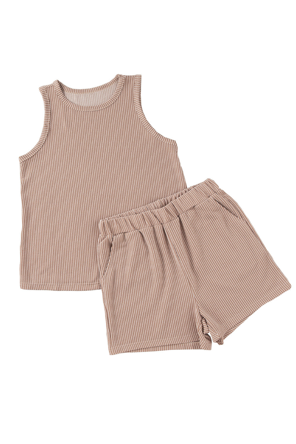 Stacey B's Smoke Gray Corded Tank Top and Pocketed Shorts Set