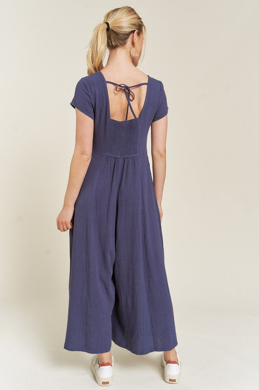 Stacey B's Linen Button Down Jumpsuit