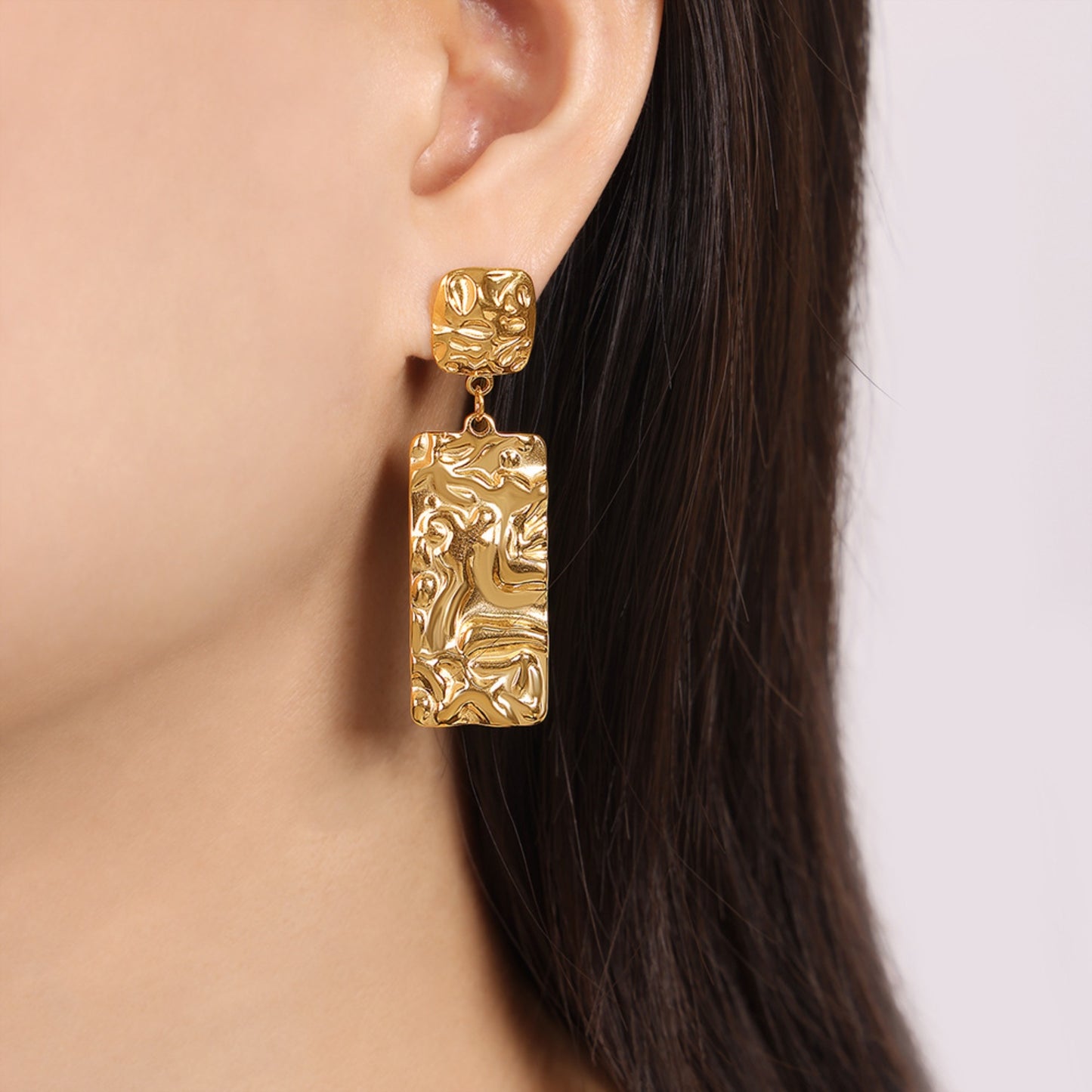 Stacey B's Titanium Steel Textured Geometric Earrings