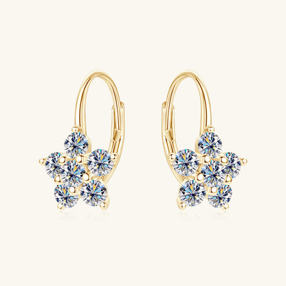 Stacey B's 1.2 Carat 925 Sterling Silver Moissanite Flower Huggie Earrings