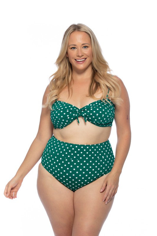 Stacey B's Green Polka Dot high Waist Bikini Set