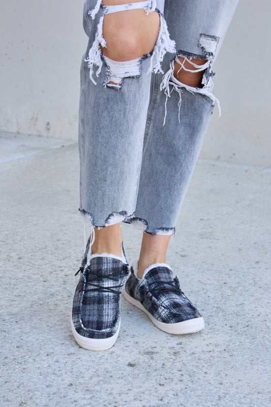 Stacey B's Forever Link Plaid Plush Flat Sneakers