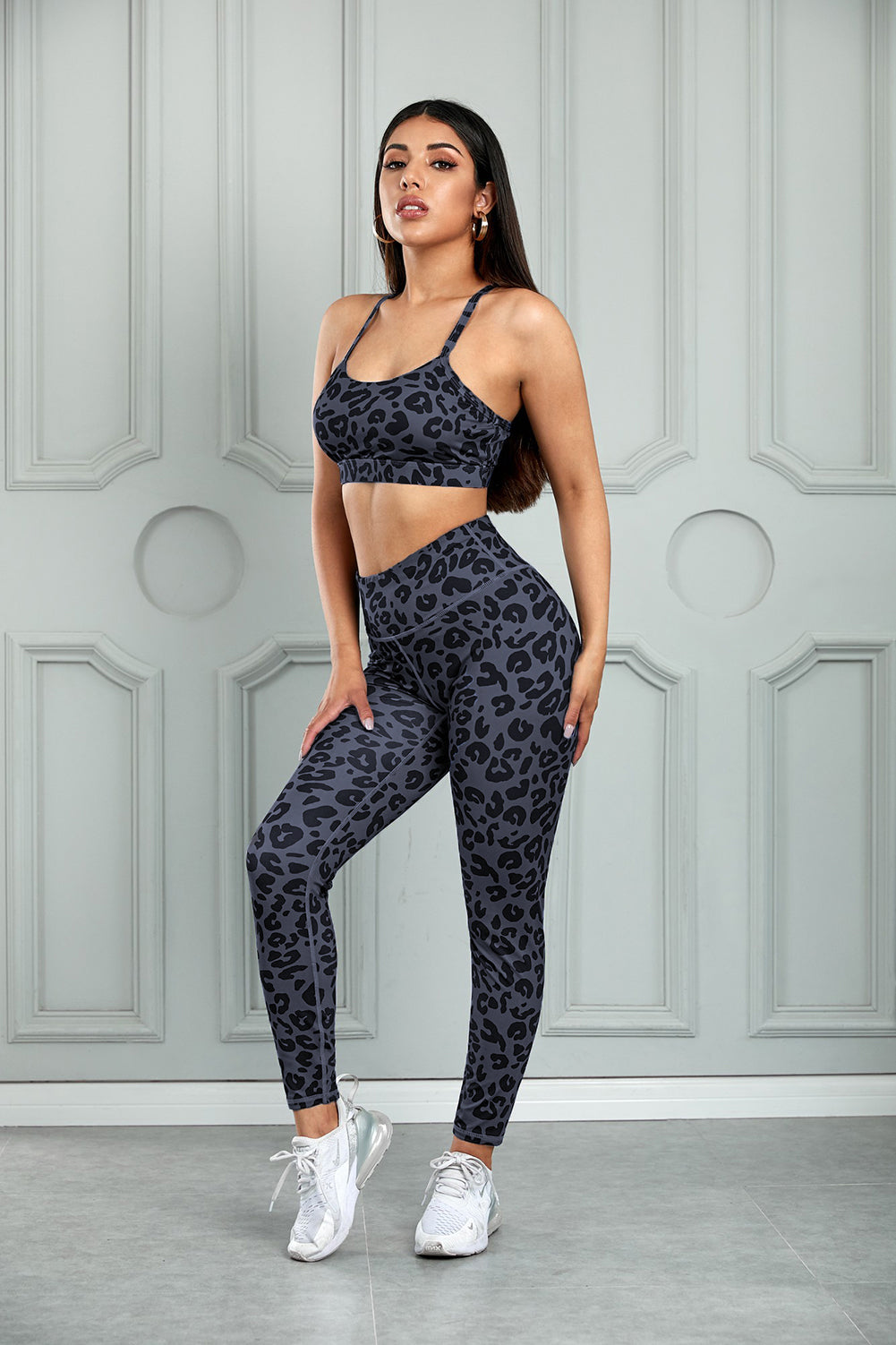 Stacey B's Leopard Cutout Sports Bra and Leggings Set