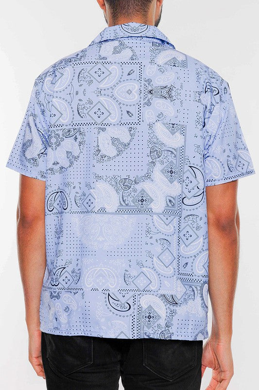 Stacey B's Mens Collared Print Button Down