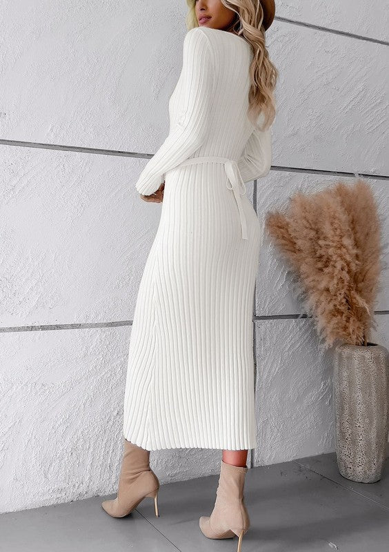 Stacey B's Ribbed long sleeve midi dress