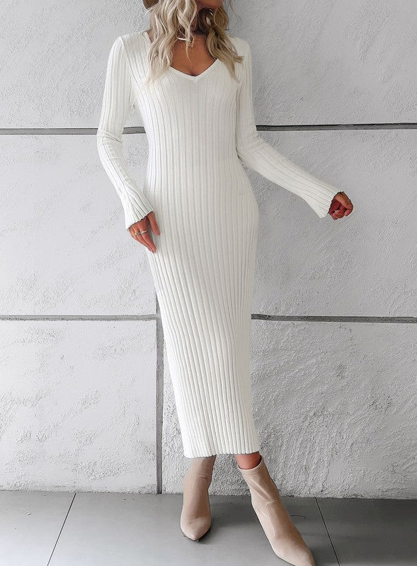 Stacey B's Ribbed long sleeve midi dress