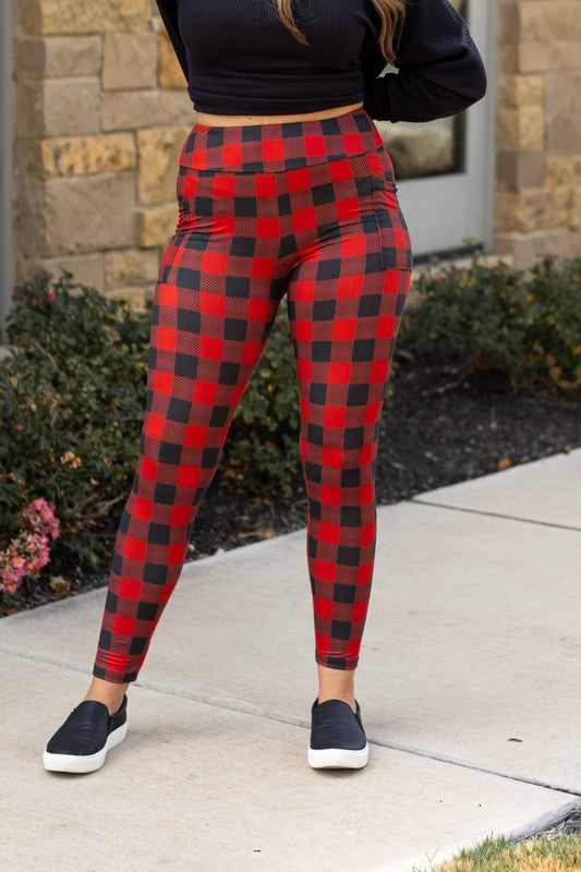 Stacey B's Red & Black Plaid Leggings