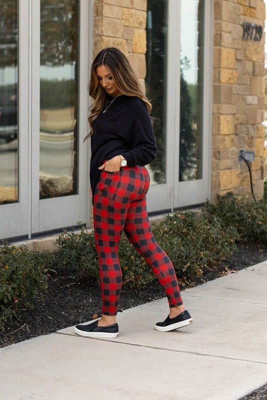 Stacey B's Red & Black Plaid Leggings