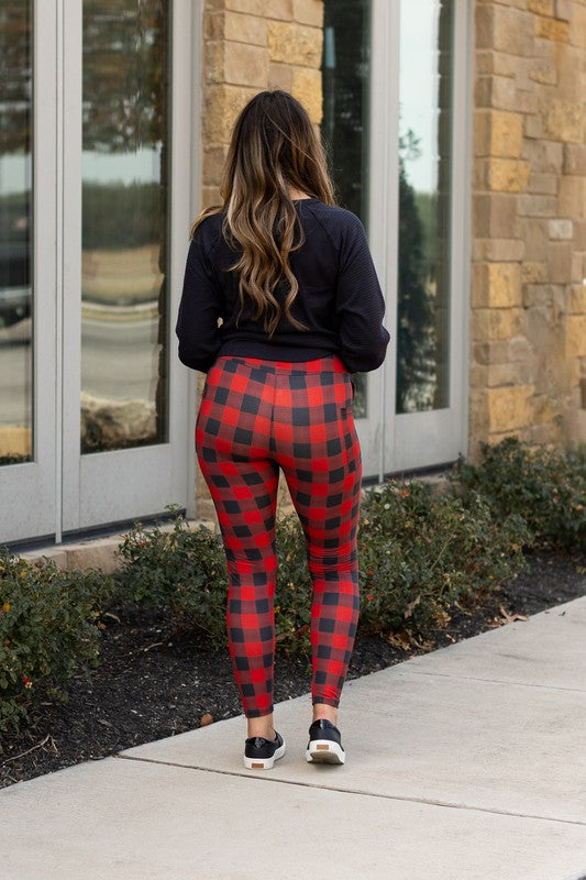 Stacey B's Red & Black Plaid Leggings