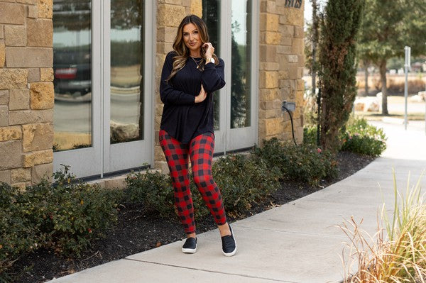 Stacey B's Red & Black Plaid Leggings