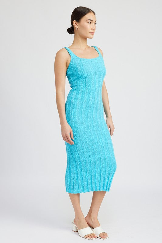 Stacey B's Scoop Neck Ribbed Middi Dress