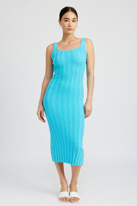 Stacey B's Scoop Neck Ribbed Middi Dress