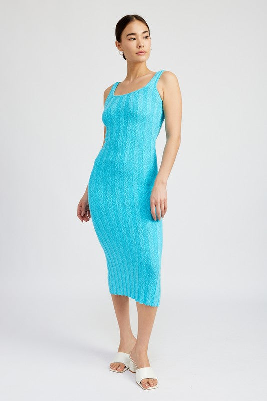 Stacey B's Scoop Neck Ribbed Middi Dress