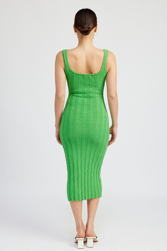 Stacey B's Scoop Neck Ribbed Middi Dress