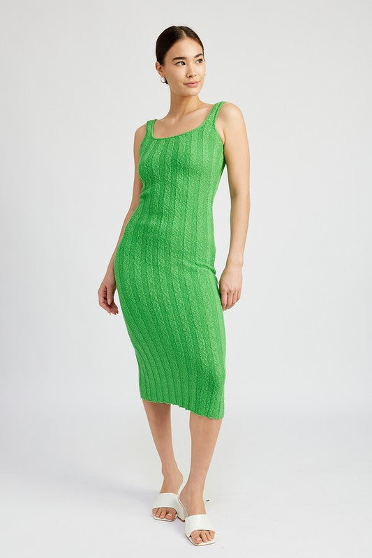 Stacey B's Scoop Neck Ribbed Middi Dress