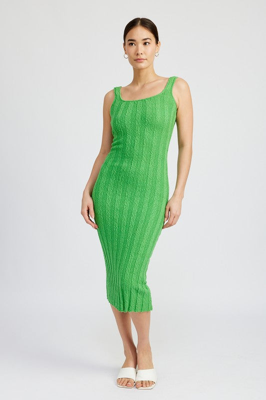 Stacey B's Scoop Neck Ribbed Middi Dress