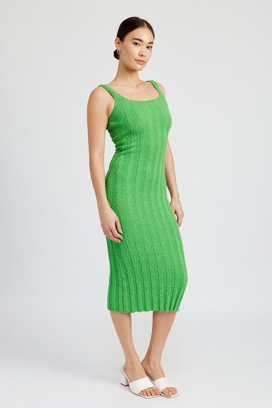 Stacey B's Scoop Neck Ribbed Middi Dress