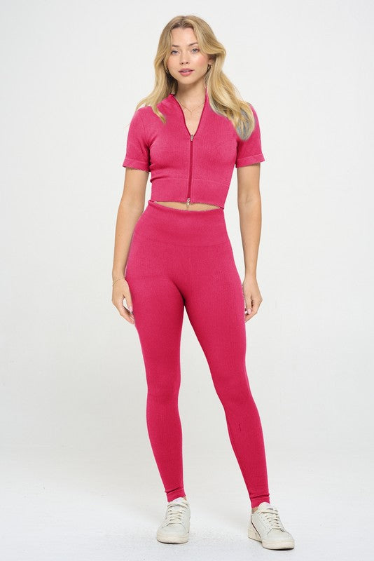 Stacey B's 2 Piece Ribbed Seamless Zip up Jacket set