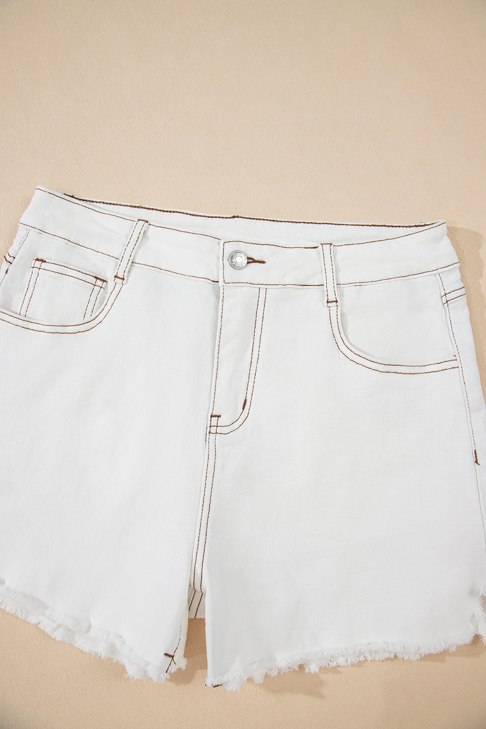 Stacey B's White Raw Hem High Waist Denim Shorts