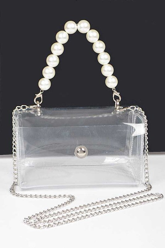 Stacey B's Pearl Handle Convertible Stadium Transparent Bag