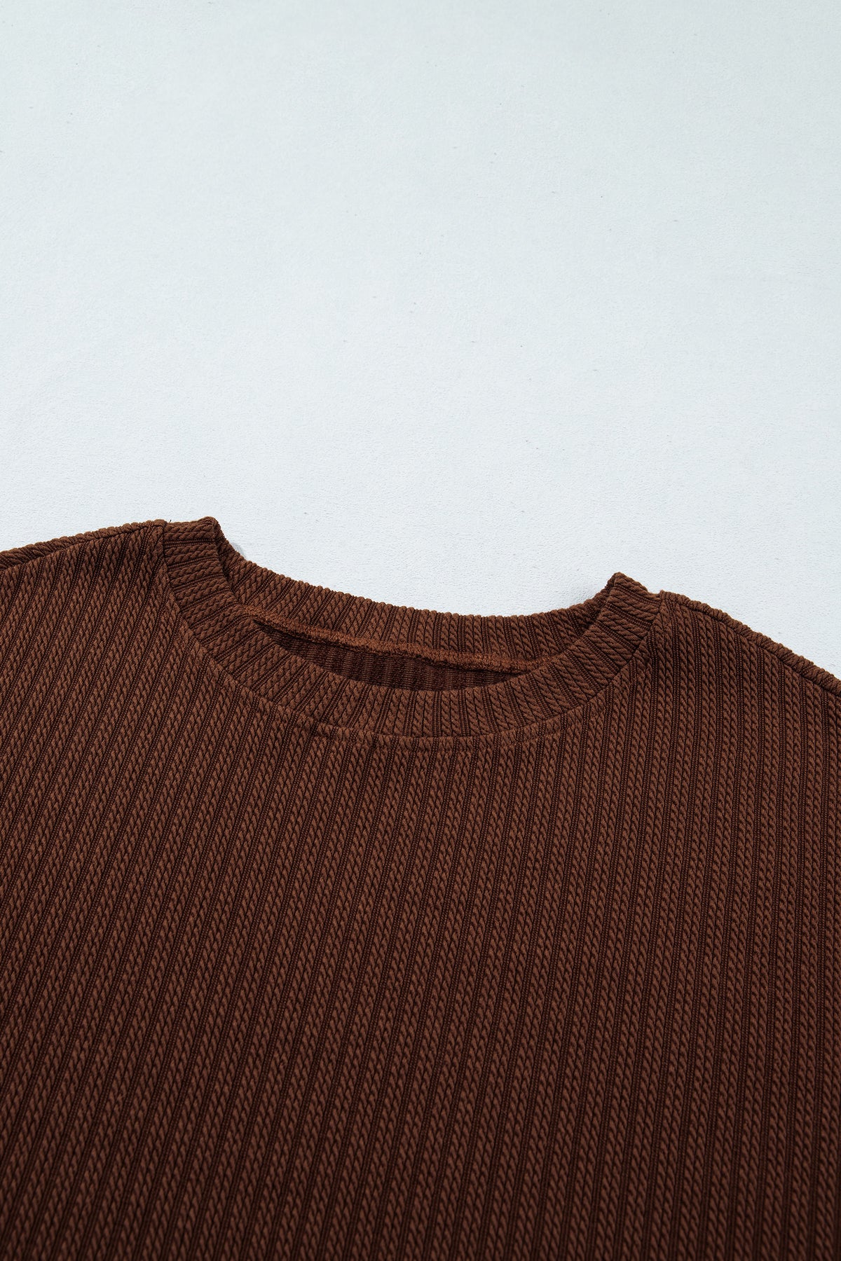 Stacey B's Dark Brown Textured Ribbed Knit Lettuce Trim 2pcs Lounge Set