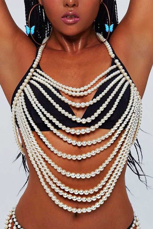 Stacey B's Dramatic Pearls Beaded Body Chain