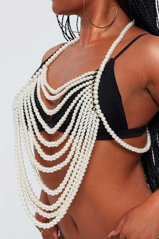 Stacey B's Dramatic Pearls Beaded Body Chain