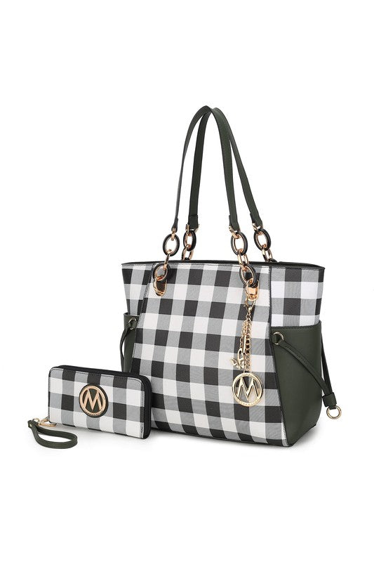 Stacey B's MKF Yale Checkered Tote Bag with Wallet by Mia K