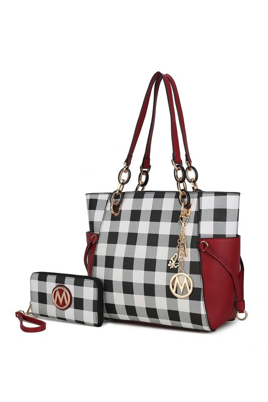 Stacey B's MKF Yale Checkered Tote Bag with Wallet by Mia K