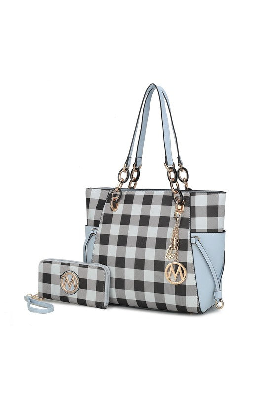 Stacey B's MKF Yale Checkered Tote Bag with Wallet by Mia K