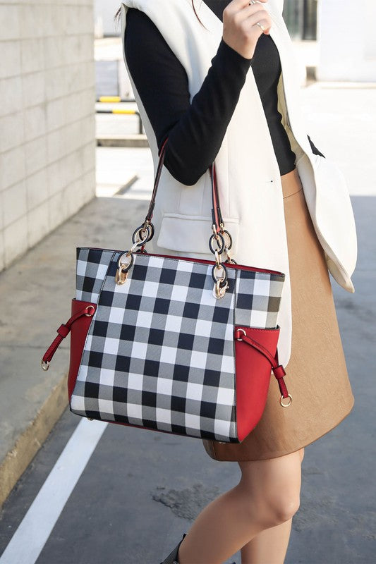 Stacey B's MKF Yale Checkered Tote Bag with Wallet by Mia K