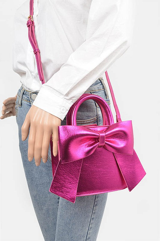 Stacey B's Metallic Bow Tie Top Handle Swing Bag