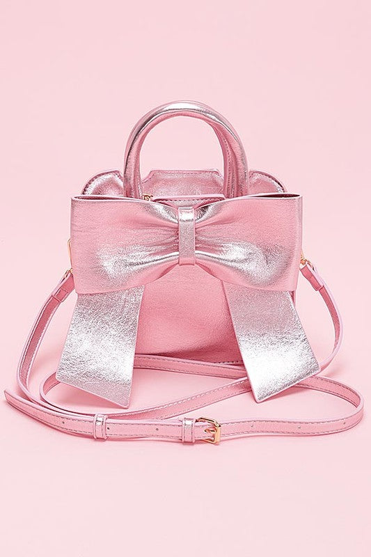 Stacey B's Metallic Bow Tie Top Handle Swing Bag