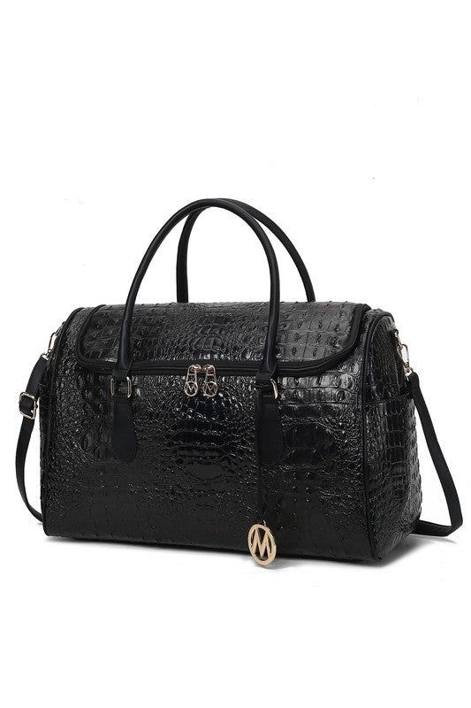 Stacey B's MKF Collection Embossed Vegan Leather Duffle Bag