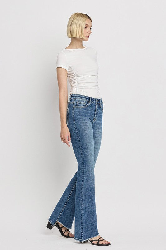 Stacey B's High Rise Slant Hem Flare Jeans