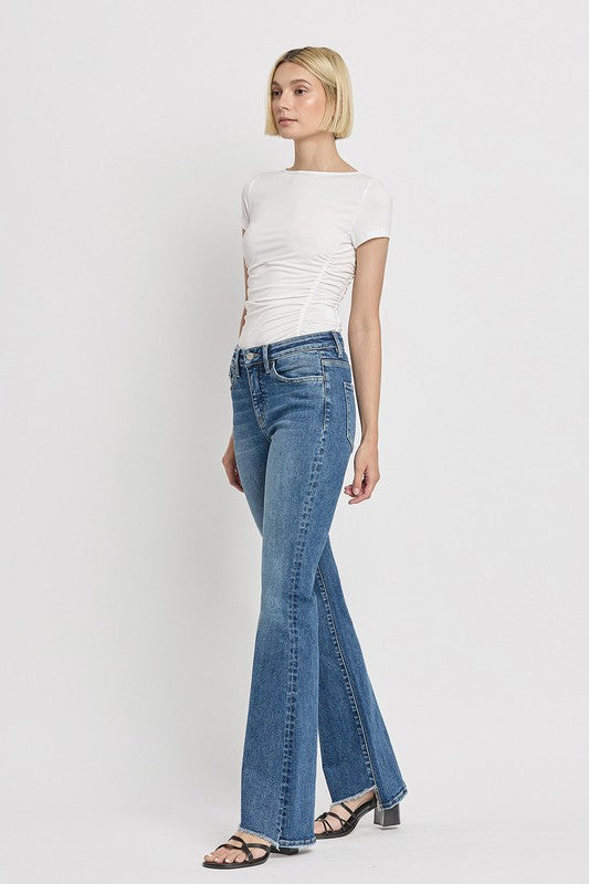 Stacey B's High Rise Slant Hem Flare Jeans