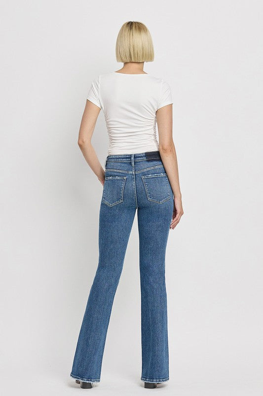 Stacey B's High Rise Slant Hem Flare Jeans