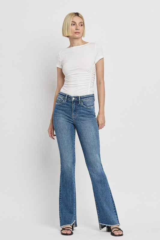 Stacey B's High Rise Slant Hem Flare Jeans