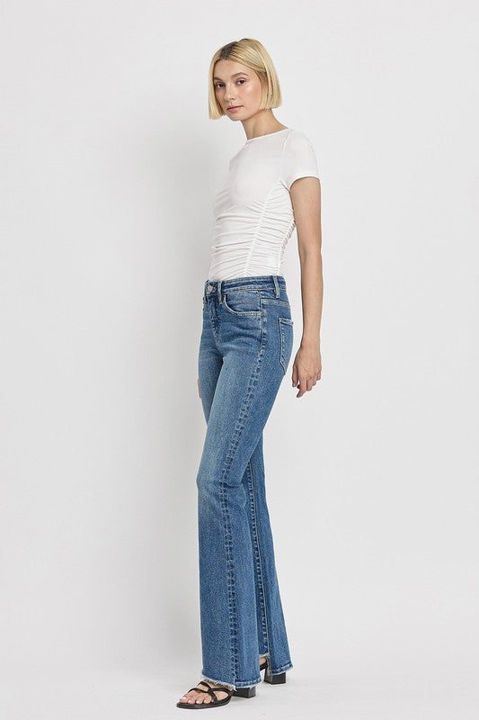 Stacey B's High Rise Slant Hem Flare Jeans