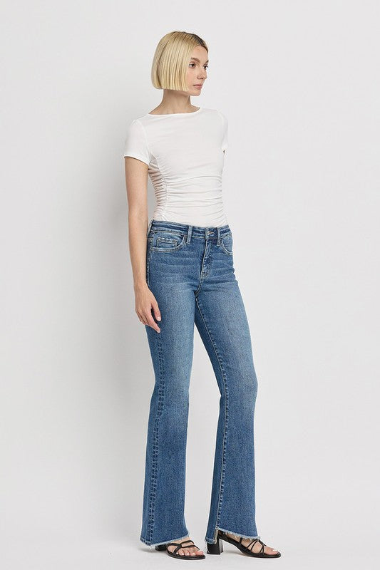 Stacey B's High Rise Slant Hem Flare Jeans