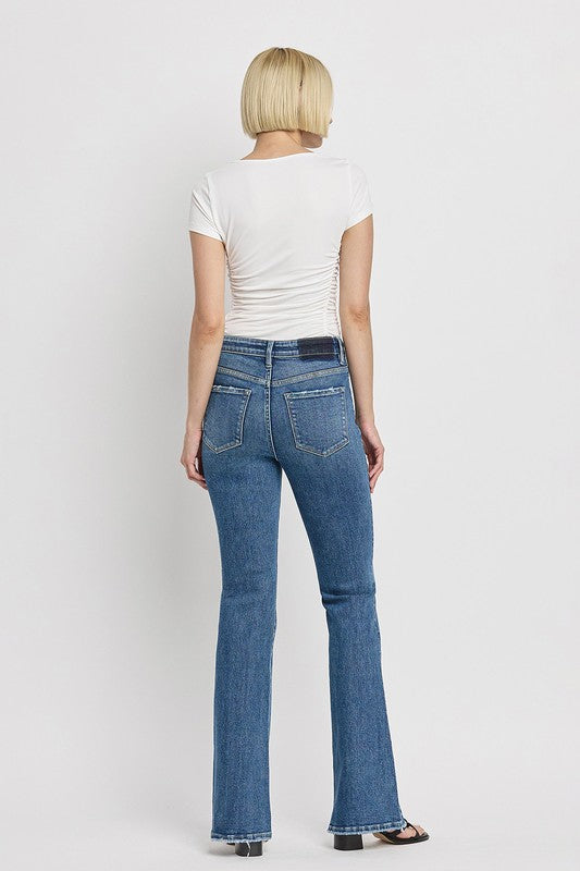 Stacey B's High Rise Slant Hem Flare Jeans