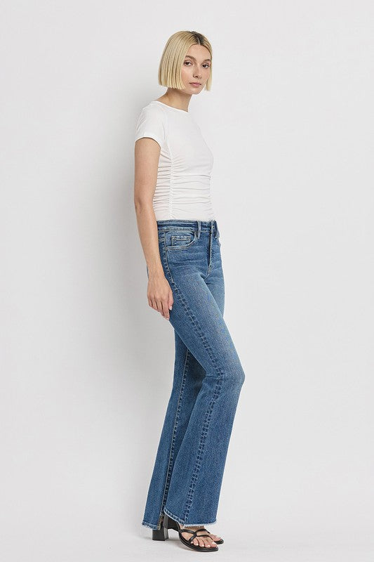 Stacey B's High Rise Slant Hem Flare Jeans