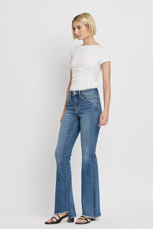 Stacey B's High Rise Slant Hem Flare Jeans