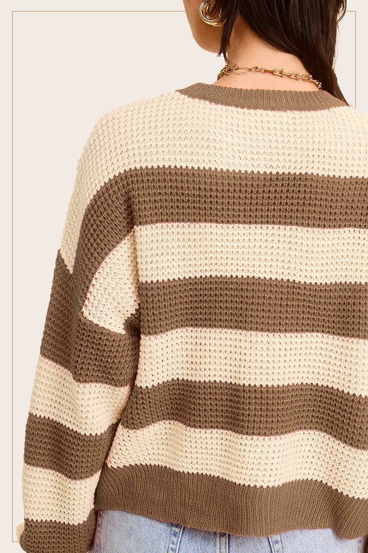 Stacey B's Striped Round Neck Loose Fit Sweater