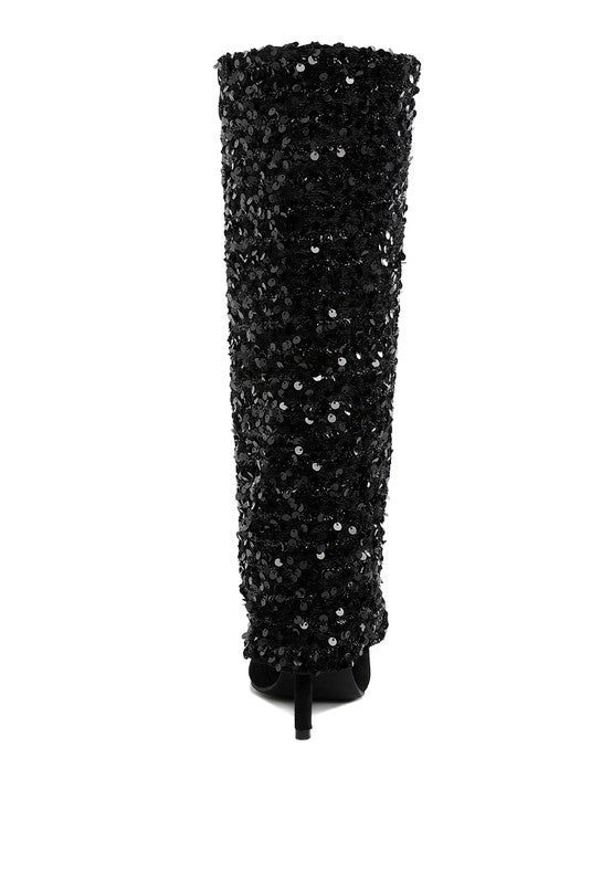 Stacey B's Sin City Sequinned Fold-Over Calf Boots