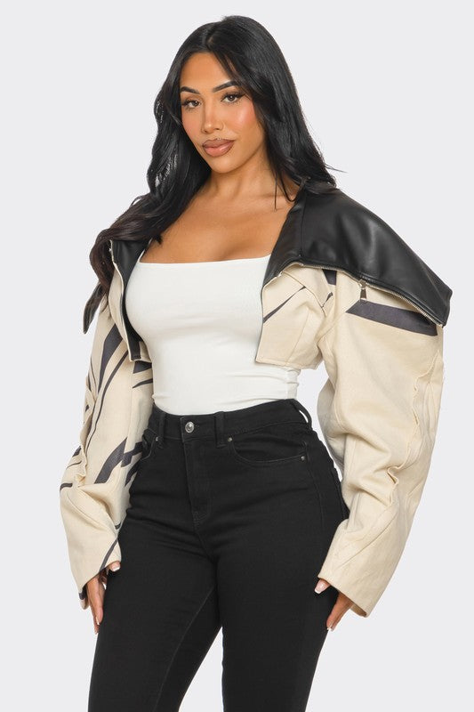 Stacey B's Two-Tone Puff Sleeve Bomber Jacket