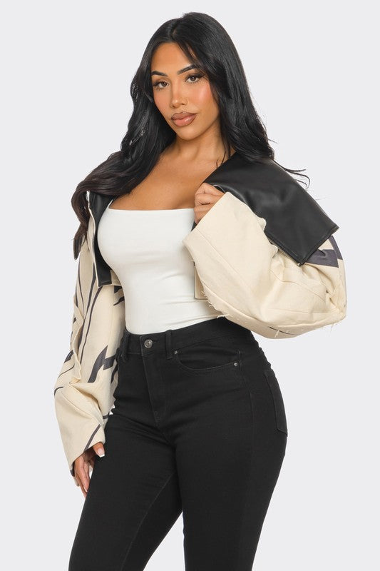 Stacey B's Two-Tone Puff Sleeve Bomber Jacket